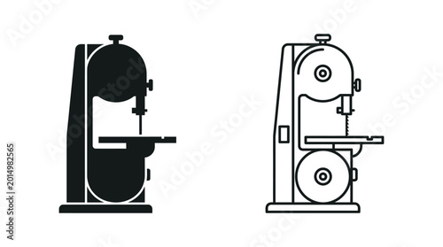 Foto Bandsaw machine silhouette black and white line art illustration