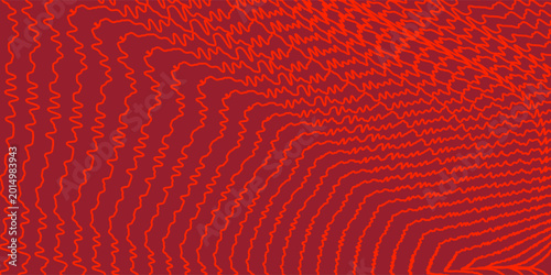 Quadro su tela abstract op art optical illusion, glowing red contour lines forming a warped tun