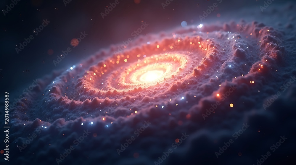 Fototapeta premium Futuristic Spiral Galaxy with Glowing Center in Deep Space