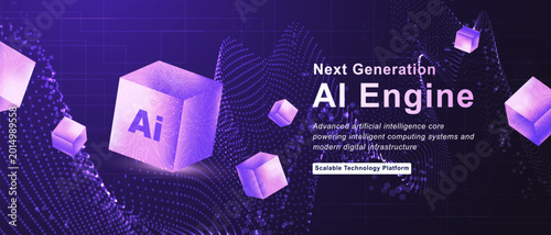 AI Digital Cube Data Wave Background