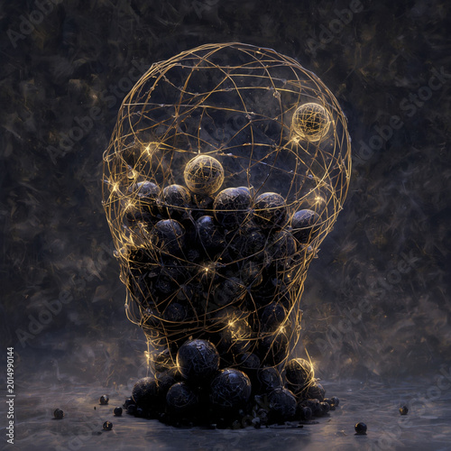 Luminous Neural Nodes — A Metallic Head Form Symbolizing Artificial Intelligence