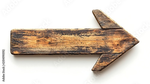 Rustic Wooden Arrow Sign: A weathered, wooden arrow points to the right, its rustic texture and warm tones conveying a sense of direction and tradition.