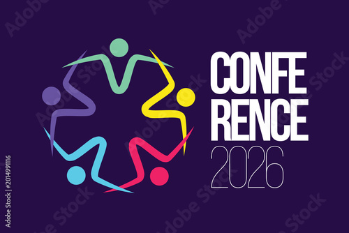 Conference 2026 Teamwork Circle Logo – Community Collaboration People Icon