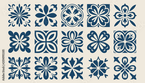 Mediterranean Ceramic Tile Ornament Set Featuring Decorative Patterns and Vintage Templates Isolated on White Background for Creative Projects