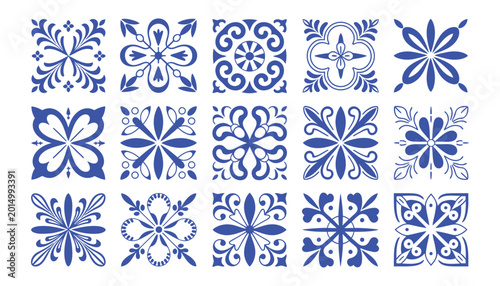 Foto Mediterranean Ceramic Tile Pattern Collection with Decorative Ornaments and Seam
