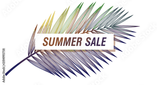 Foto Palm leaf summer sale banner.