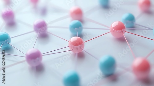 Interconnected Network: Abstract depiction of a web of connections, using pins linked by threads, representing networking and the web.