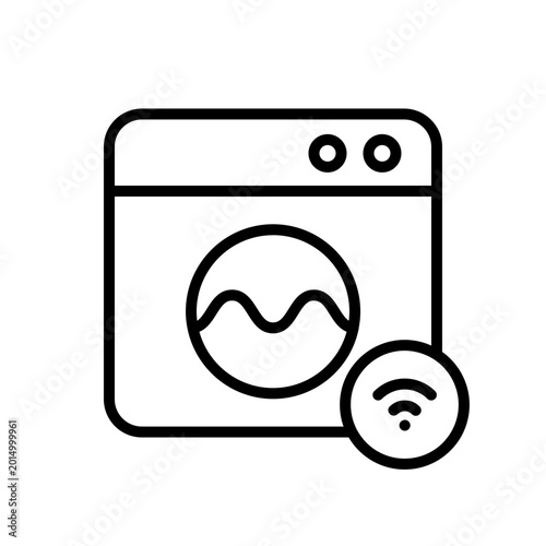 Smart Washing Machine Line Icon