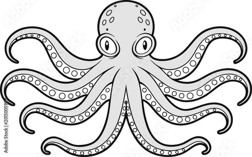 Tableau sur toile Realistic Octopus Marine Illustration