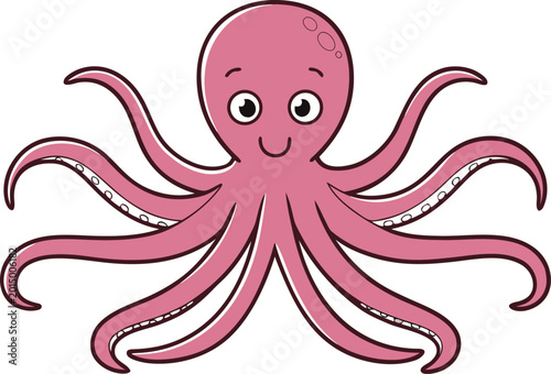 Tableau sur toile Realistic Octopus Marine Illustration