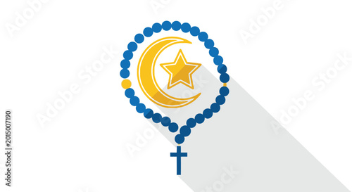 Foto Islamic rosary with moon star.
