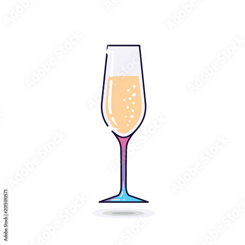 Canvas Print Colorful champagne flute with bubbly drink.