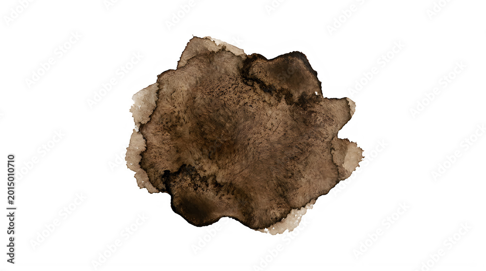 Fototapeta premium Dark brown ink splash with organic texture for artistic graphic design layout themes frontal isolated png on a transparent background perfectly cutout high resolution