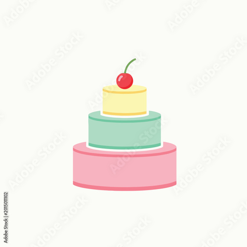 Foto Colorful cake with a cherry.