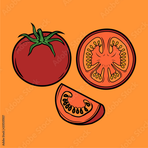 line art style tomato illustration