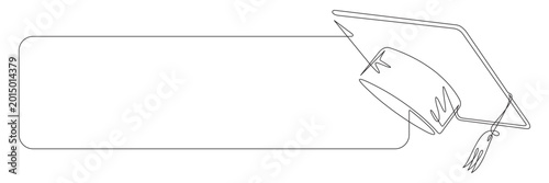Obraz na plátně Continuous line drawing of graduation cap illustration.eps