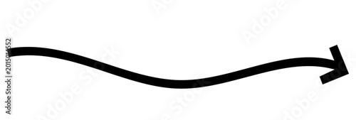 Simple black curved arrow pointing right isolated on white background.