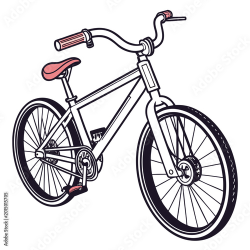 Canvastavla Outline drawing of bicycle with pink accents for recreation and transport