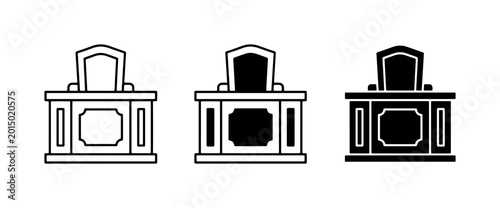 Fotografía Judge's Bench Icons, Courtroom Desk Vector Set, Legal Judgment Symbol