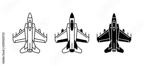 Bild auf Leinwand Jet Fighter Icons, Military Aircraft Vector Graphics, Modern Air Force Symbols