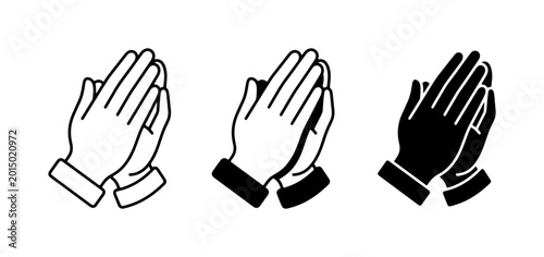 Schilderij op canvas Praying Hands Icons, Religious Symbol Vector Set, Hope and Faith Graphics