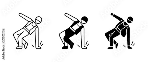 Vászonkép Breakdancing Icon Set, B-boy Silhouette, Hip Hop Dance Moves, Street Dance Style