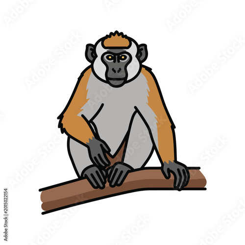Canvas Print A cartoon monkey sitting on branch.