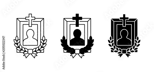 Bild auf Leinwand Memorial Portrait Icons, Funeral Wreath, Cross, Silhouette, Grief, Loss, Remembr