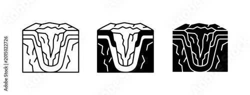 Canvastavla Erosion Cross Section Icons, Geological Layers, Soil Degradation, Landform Cutaw