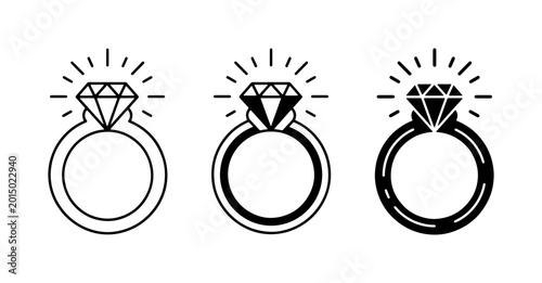 Foto Diamond Ring Icons, Engagement Ring Vector Graphics, Luxury Jewelry Symbols, Wed