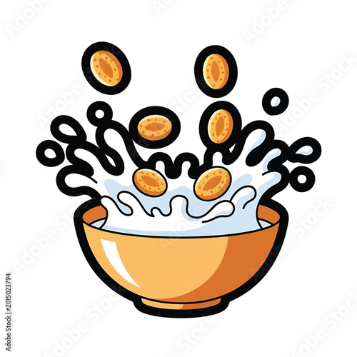 Bilde på lerret Cereal bowl with milk and oats.