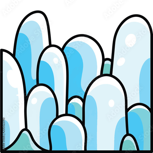 Tableau sur toile Blue Ice Crystal Formation Closeup.