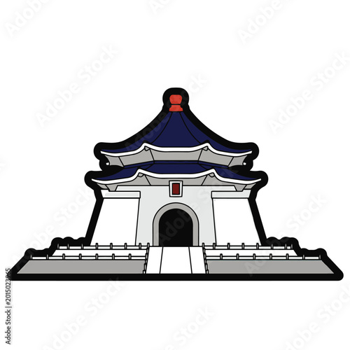 Tableau sur toile Chinese Temple Gate Architecture Design.