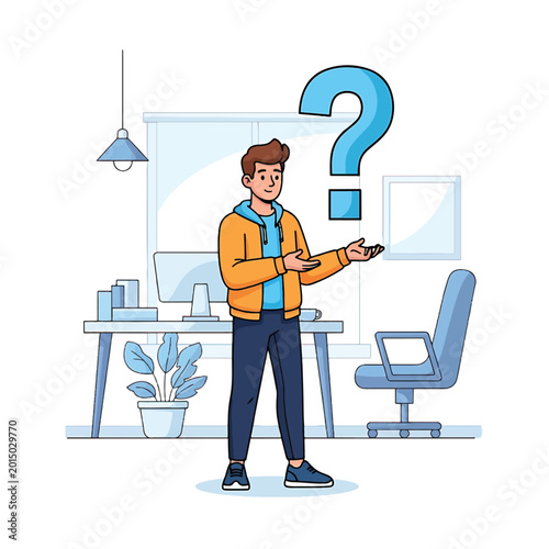 Foto Man holding a smartphone looking confused.