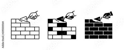 Photos Building Construction Icons, Bricklaying Process, Masonry Work Progress, Constru