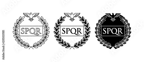 Foto SPQR Roman Emblems, Laurel Wreaths, Eagle Crests, Ancient Rome Symbols, Vector I