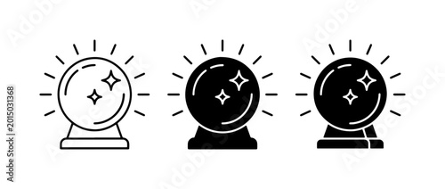 Bild auf Leinwand Crystal Ball Icons, Fortune Telling Orb, Future Prediction, Mystical Sphere Set