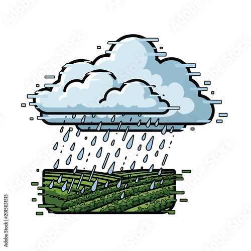 Obraz na plátně Rain Cloud With Raindrops Falling Down 1.