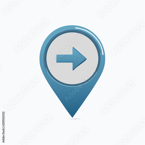 Free Download A blue map pin icon with an arrow pointing right on a white background - GFXLoad