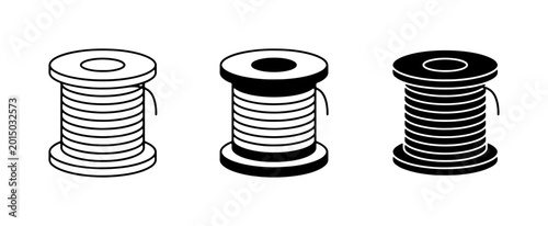 Photos Spool Icons, Thread Bobbin Vector Graphics, Sewing Supplies Set