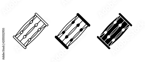 Tableau sur toile Dholak Drum Icons, Indian Percussion Instrument Vector Graphics, Musical Ensembl