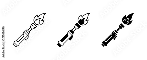 Bild auf Leinwand Blow Torch Icons, Flame Tool Vector Graphics, Industrial Heat Equipment Set