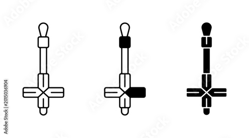 Konstfotografi Set of Three Inverted Cross Icons, Satanic Symbols, Occult Vector Graphics, Blac