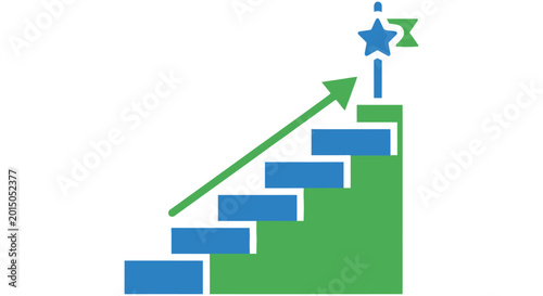 Valokuva Ascending stairs with a star at the top symbolizing progress