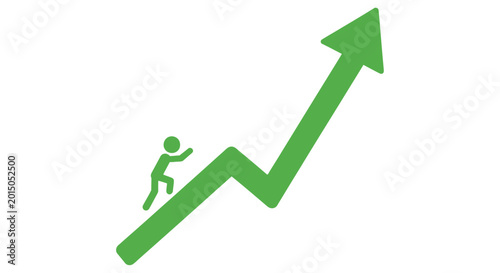 Tableau sur toile A person climbing a green arrow representing growth and success