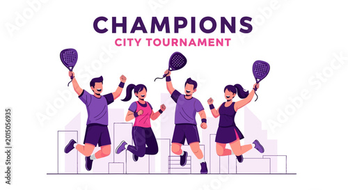 Triumphant Team Celebrates Victory in City Padel Tournament with High Spirits and Joyful Moments