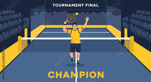 Triumphant Tennis Athlete Celebrating Victory at the Tournament Final Stage Unreservedly