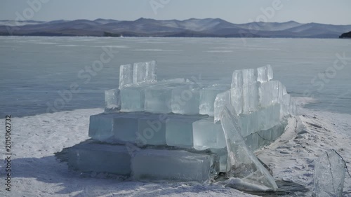 Ice figures on the ice of Lake Baikal