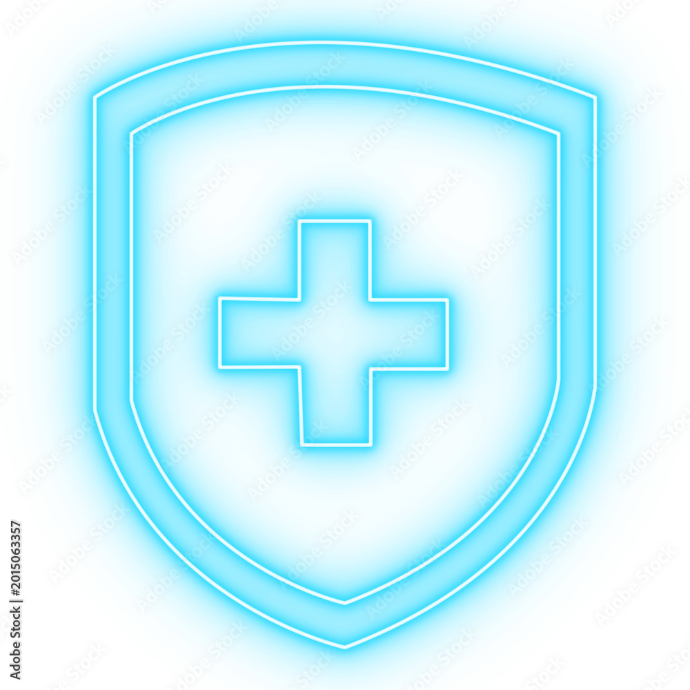 Obraz premium medical protection shield icon png transparent, transparent background healthcare shield symbol, blue medical security shield icon png design