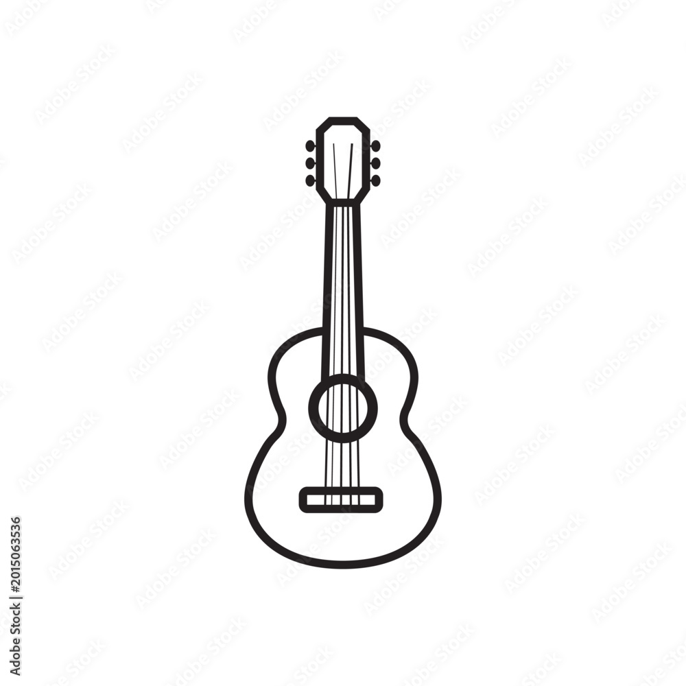 Fototapeta premium Minimal Acoustic Guitar Line Art Icon